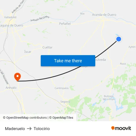 Maderuelo to Tolocirio map
