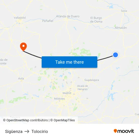 Sigüenza to Tolocirio map