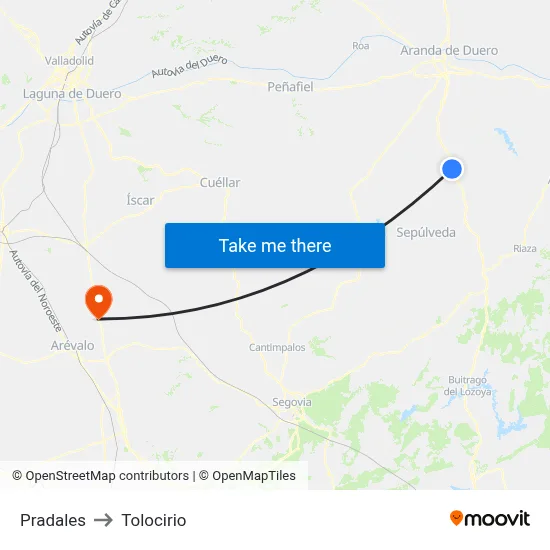 Pradales to Tolocirio map