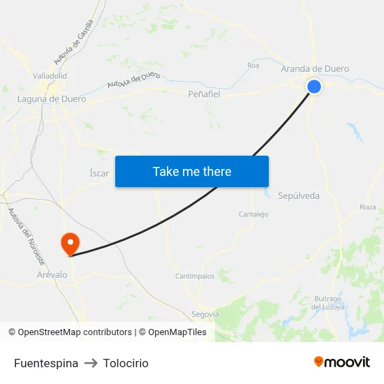 Fuentespina to Tolocirio map