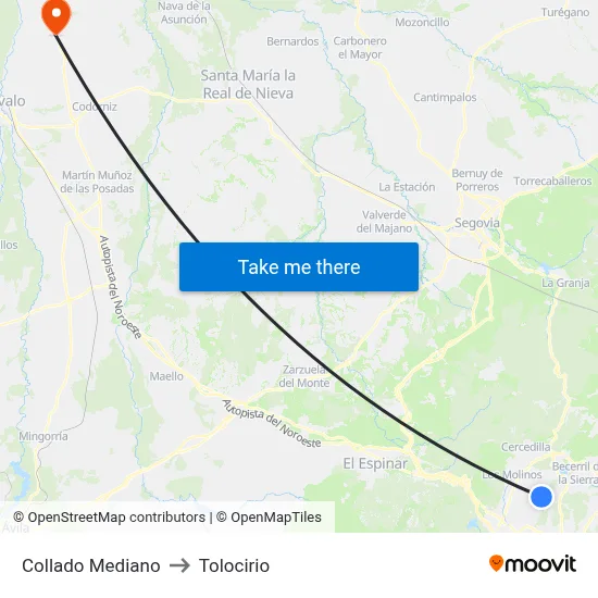 Collado Mediano to Tolocirio map