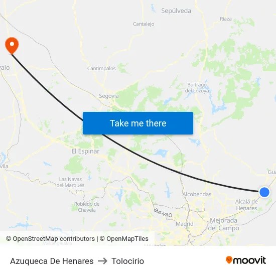 Azuqueca De Henares to Tolocirio map
