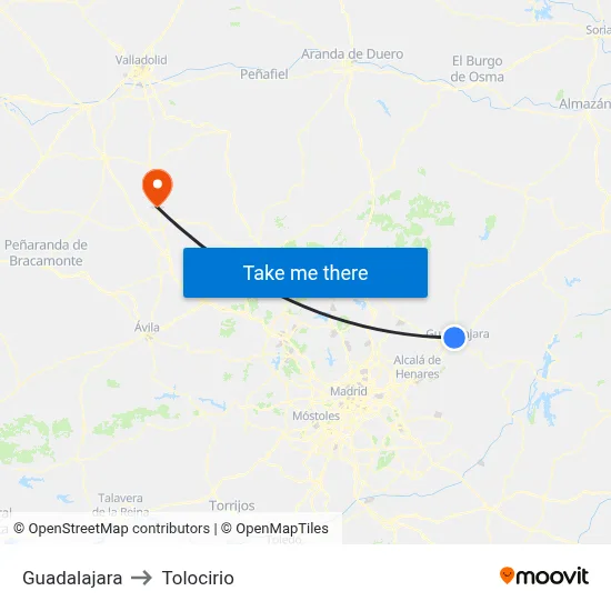 Guadalajara to Tolocirio map