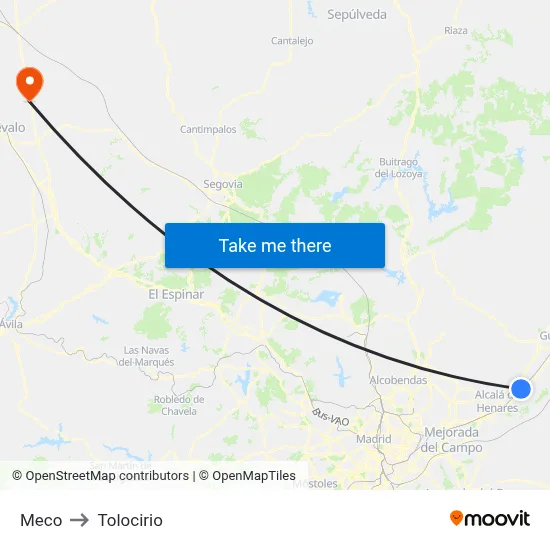 Meco to Tolocirio map