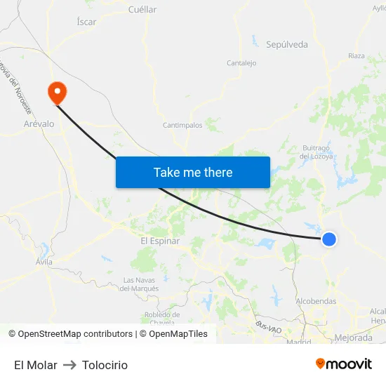 El Molar to Tolocirio map