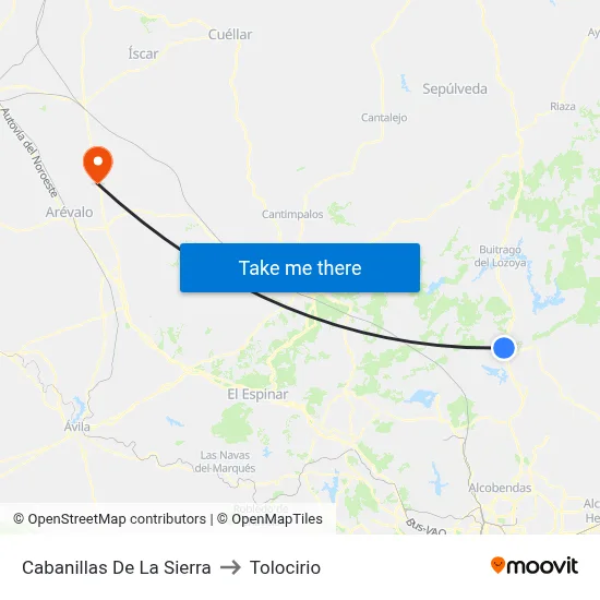 Cabanillas De La Sierra to Tolocirio map