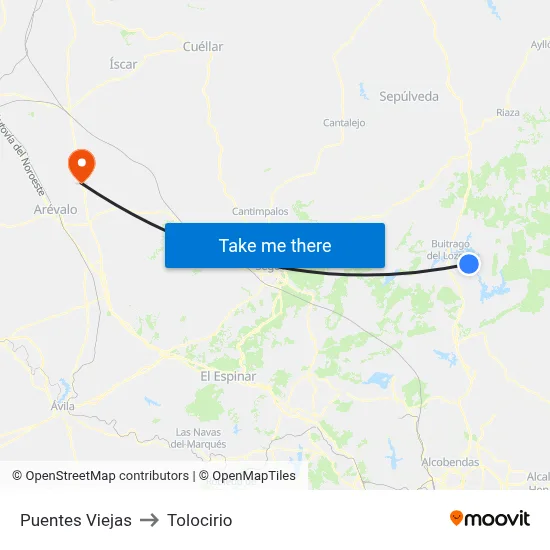 Puentes Viejas to Tolocirio map