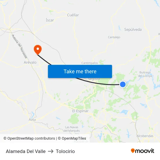 Alameda Del Valle to Tolocirio map