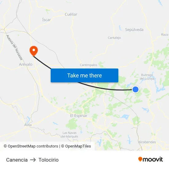 Canencia to Tolocirio map