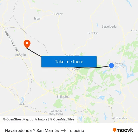 Navarredonda Y San Mamés to Tolocirio map