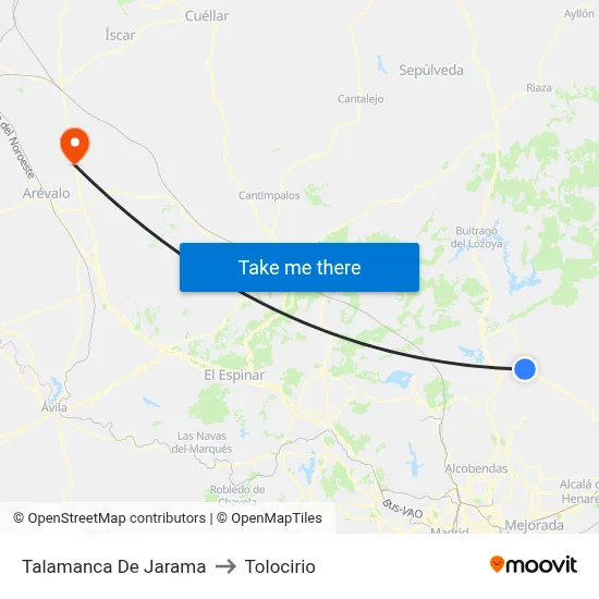 Talamanca De Jarama to Tolocirio map