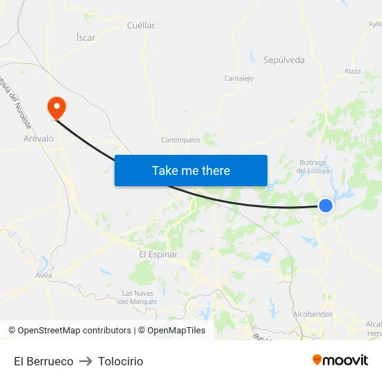 El Berrueco to Tolocirio map