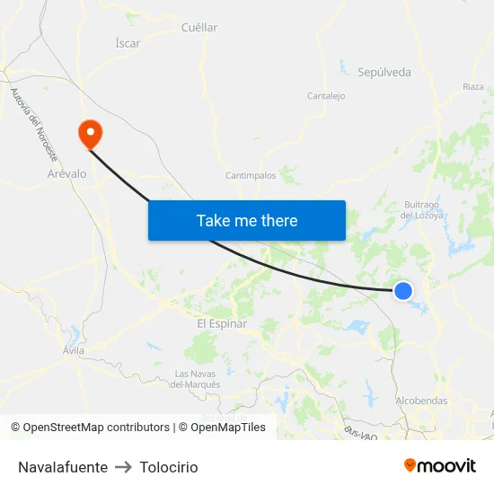 Navalafuente to Tolocirio map