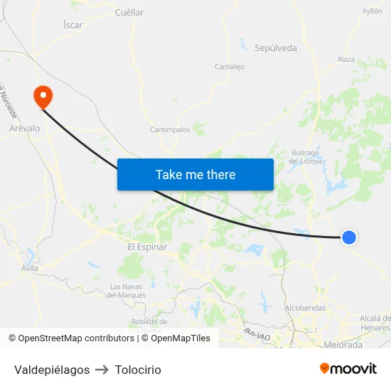 Valdepiélagos to Tolocirio map