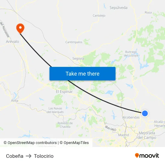 Cobeña to Tolocirio map