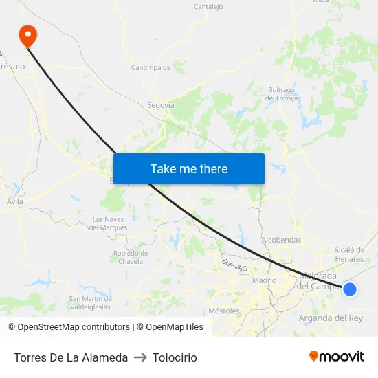 Torres De La Alameda to Tolocirio map