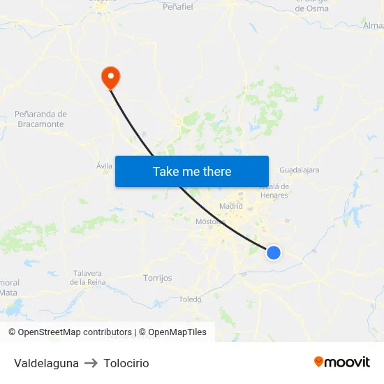 Valdelaguna to Tolocirio map