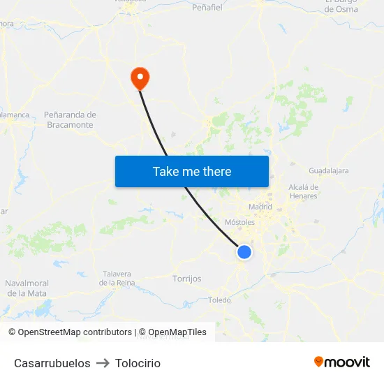 Casarrubuelos to Tolocirio map