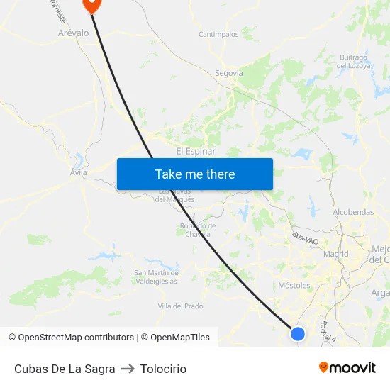 Cubas De La Sagra to Tolocirio map