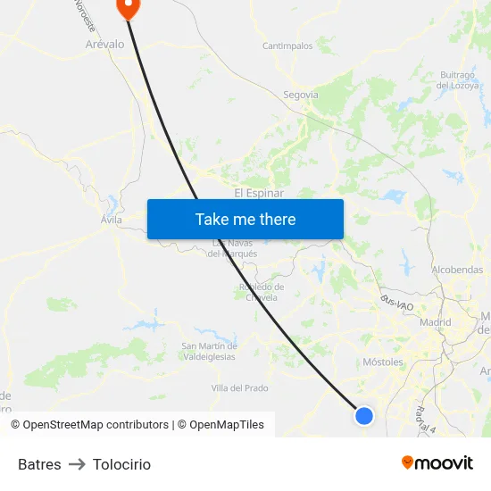 Batres to Tolocirio map