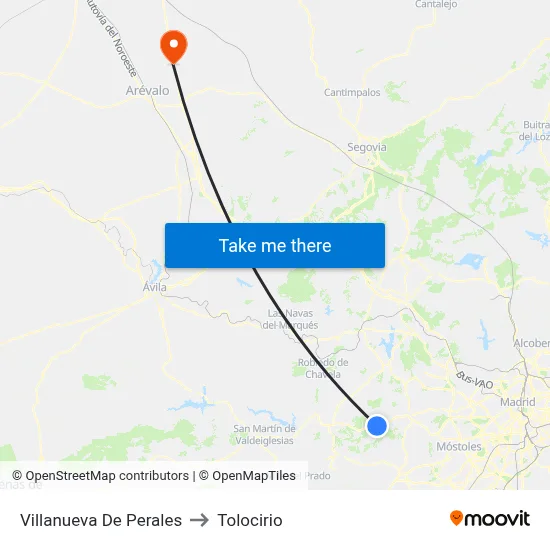 Villanueva De Perales to Tolocirio map