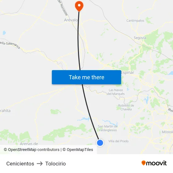 Cenicientos to Tolocirio map