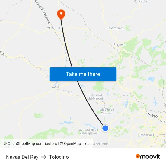 Navas Del Rey to Tolocirio map
