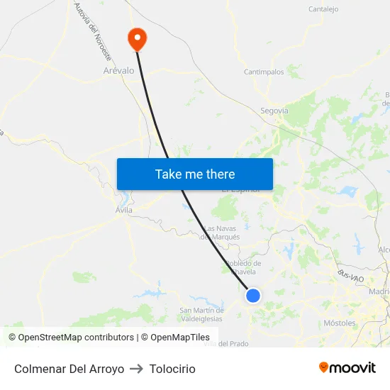 Colmenar Del Arroyo to Tolocirio map