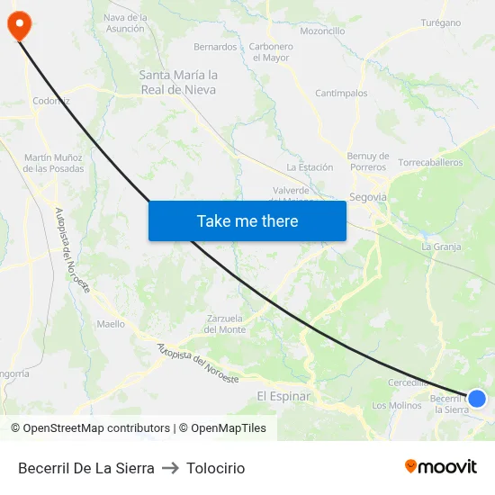 Becerril De La Sierra to Tolocirio map