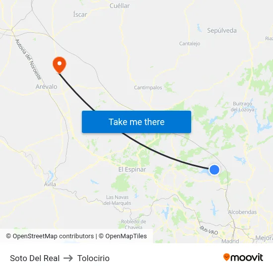 Soto Del Real to Tolocirio map