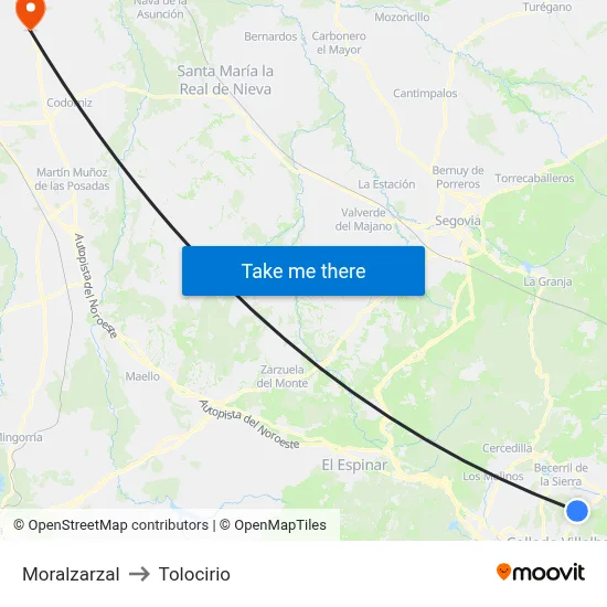 Moralzarzal to Tolocirio map