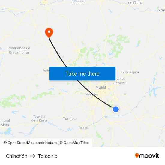 Chinchón to Tolocirio map