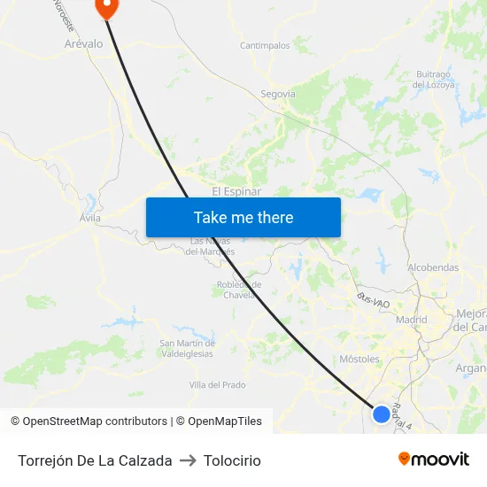 Torrejón De La Calzada to Tolocirio map