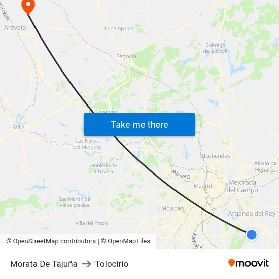 Morata De Tajuña to Tolocirio map