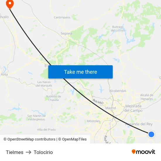 Tielmes to Tolocirio map