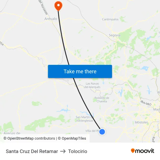 Santa Cruz Del Retamar to Tolocirio map