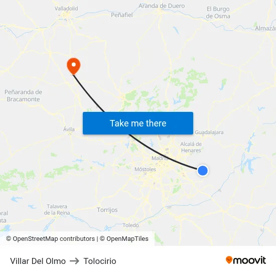 Villar Del Olmo to Tolocirio map