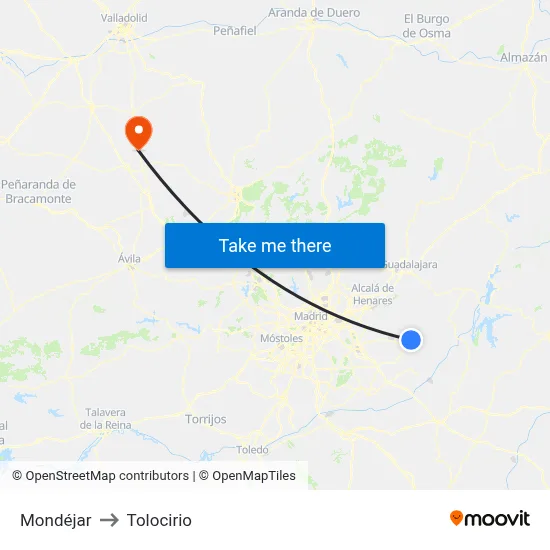 Mondéjar to Tolocirio map
