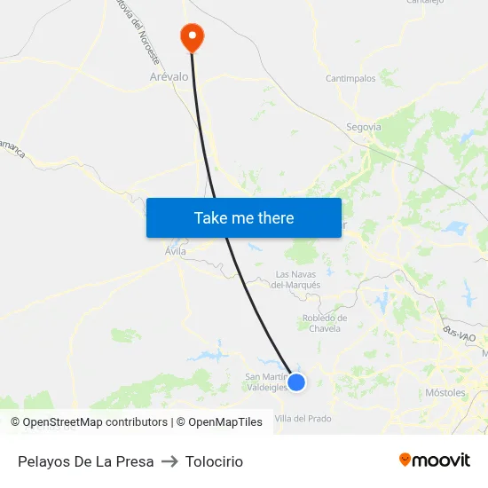 Pelayos De La Presa to Tolocirio map