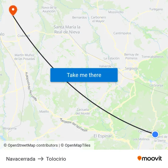 Navacerrada to Tolocirio map