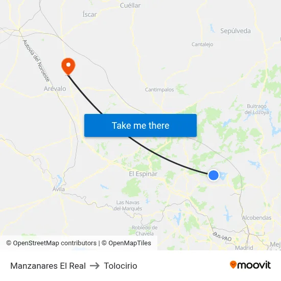 Manzanares El Real to Tolocirio map