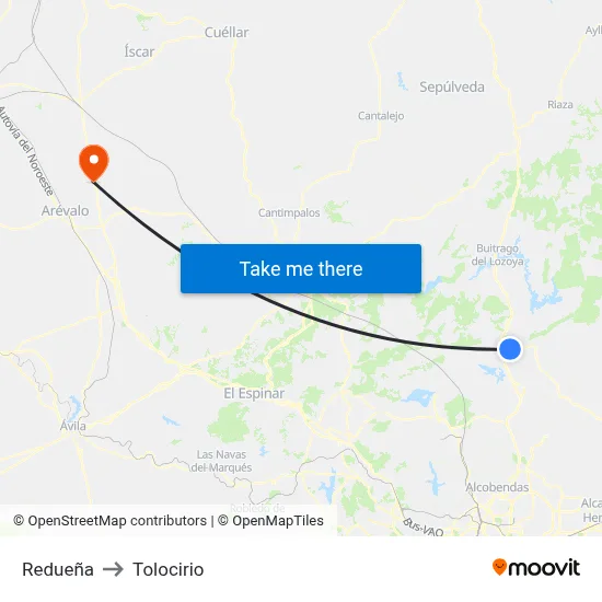 Redueña to Tolocirio map