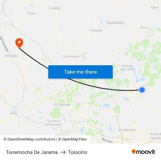 Torremocha De Jarama to Tolocirio map