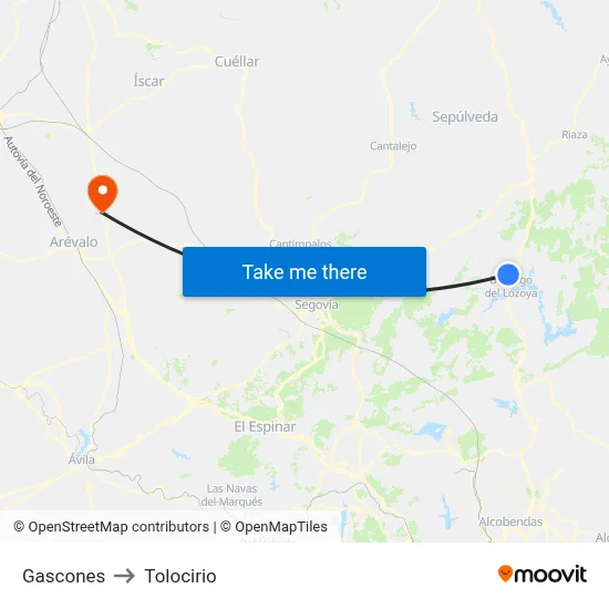 Gascones to Tolocirio map