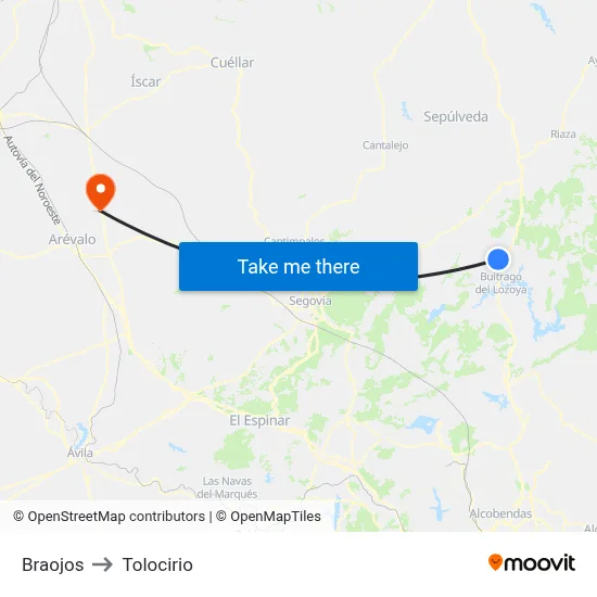 Braojos to Tolocirio map