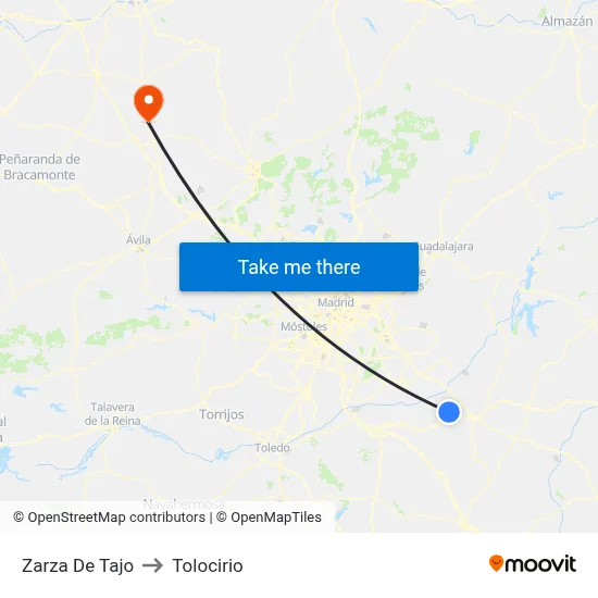 Zarza De Tajo to Tolocirio map