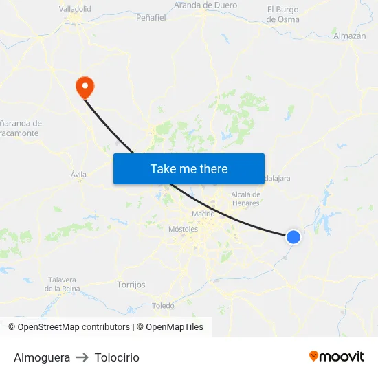 Almoguera to Tolocirio map