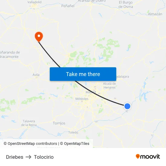 Driebes to Tolocirio map