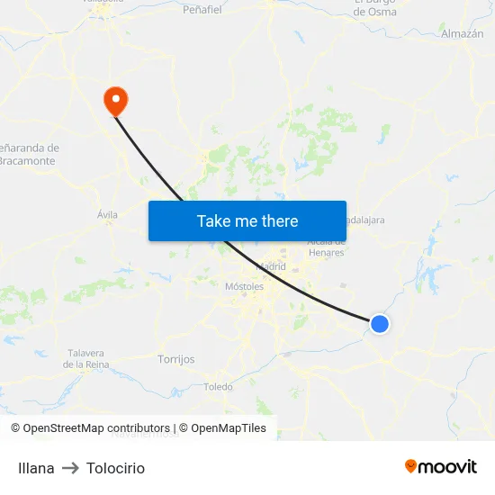 Illana to Tolocirio map