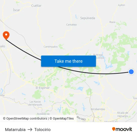 Matarrubia to Tolocirio map